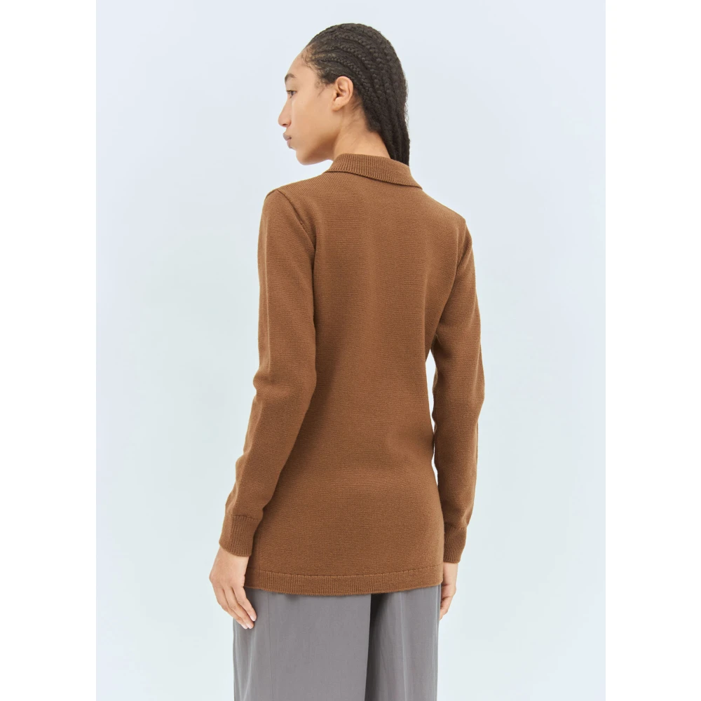 Dries Van Noten Wollen Polo Sweater Brown Dames