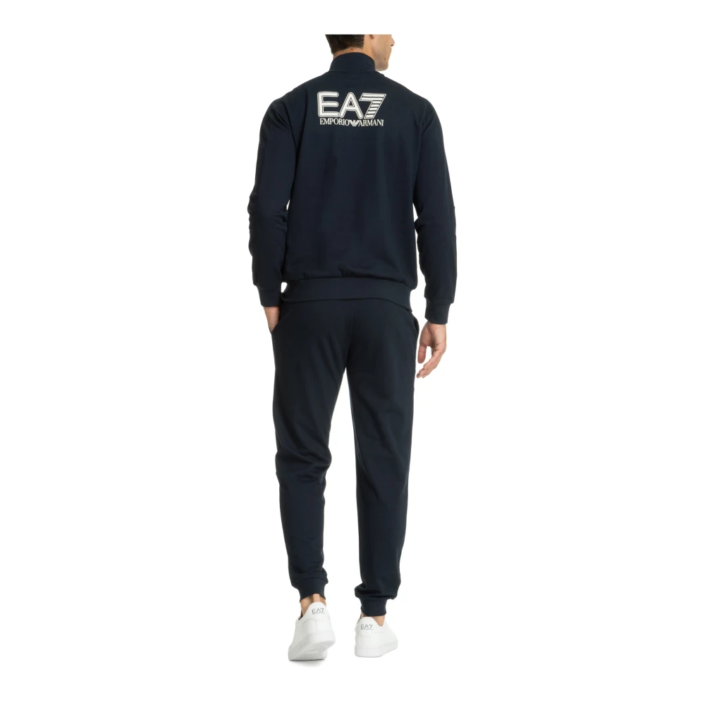 Emporio Armani EA7 Effen Rits Tracksuit met Logo Detail Blue Heren