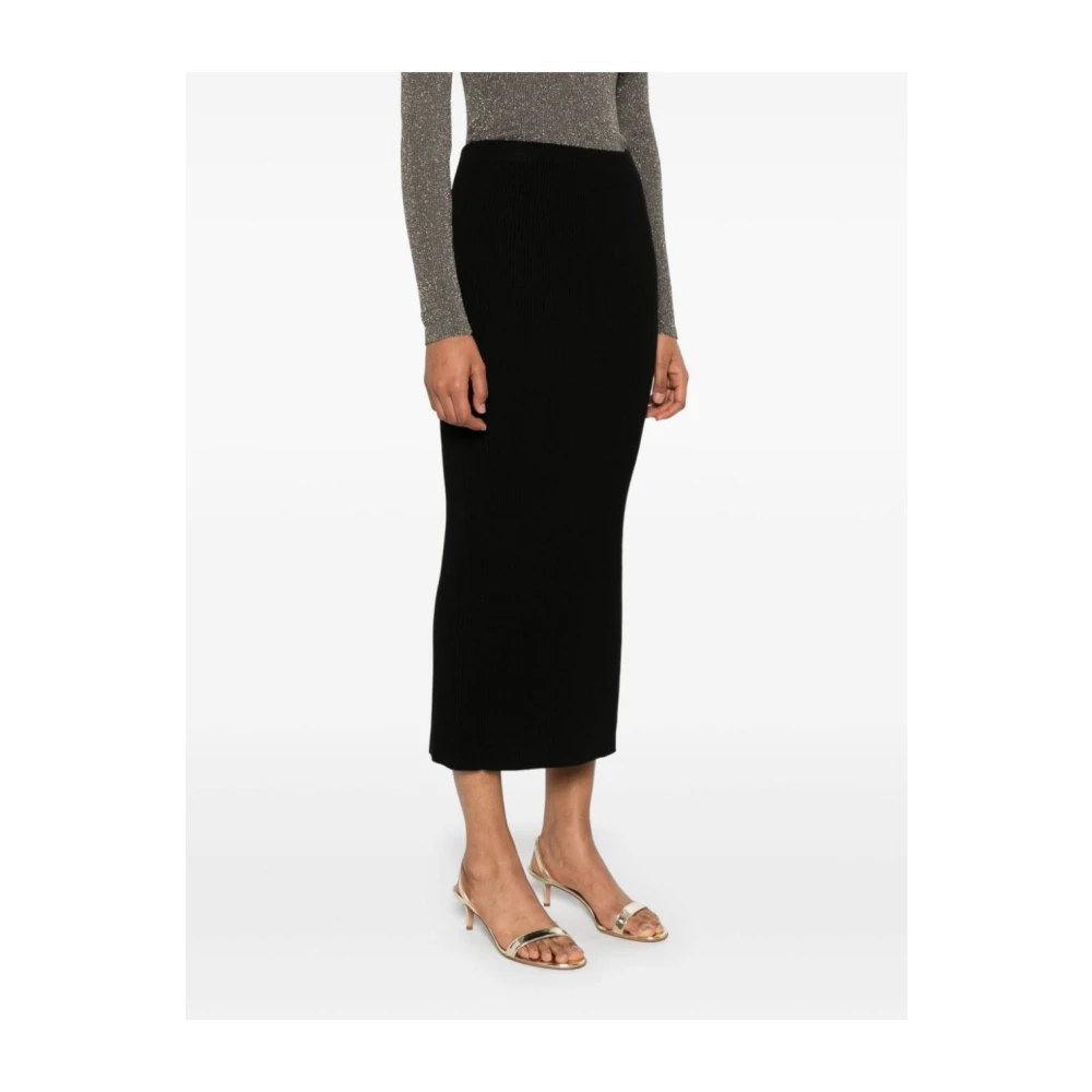 Twinset Geribbelde Gebreide Zwarte Rok Black Dames