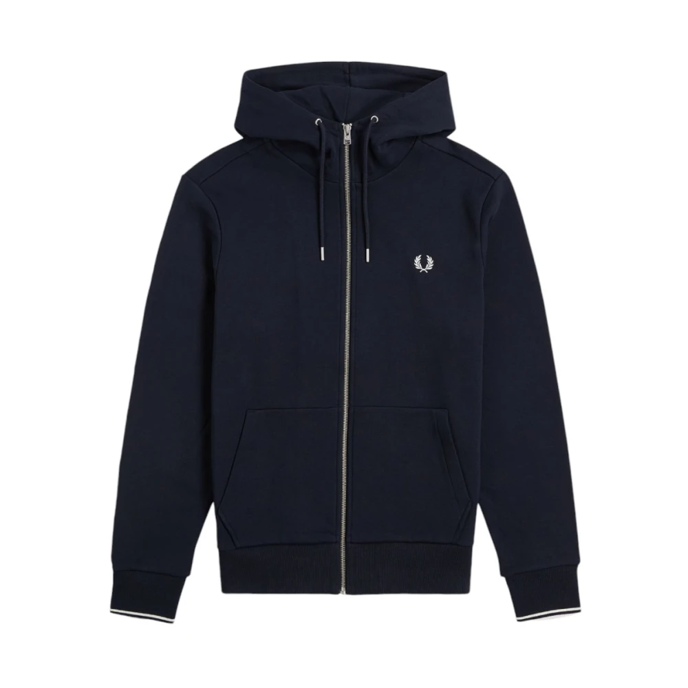 Fred Perry Men's Blue Zip-Through Sweatshirt - Zip-Throughs - M - Sweatshirts & Hoodies