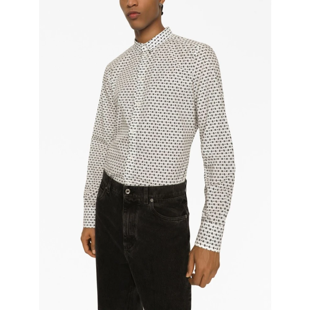 Dolce & Gabbana Witte DG Logo Print Overhemd White Heren