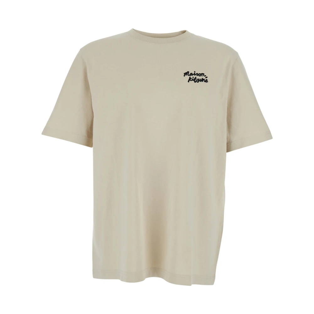 Maison Kitsuné Men's Beige Crew Neck T-Shirt - T-Shirts - M - Tops