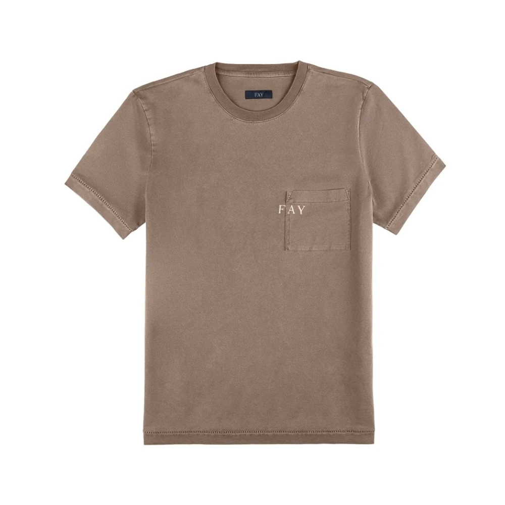 Fay Bruine Katoenen T-shirt met Zak Brown Heren