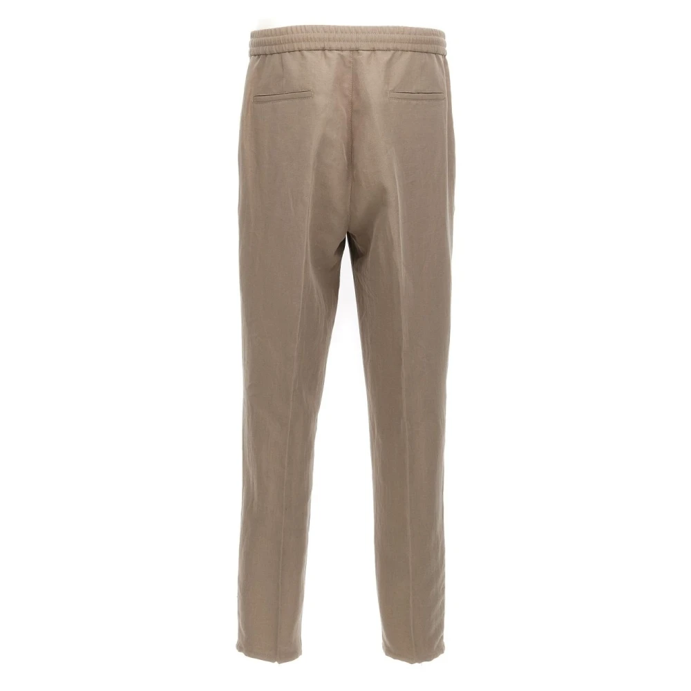 BRUNELLO CUCINELLI Elastische Trekkoord Broek Taupe Bruin Brown Heren