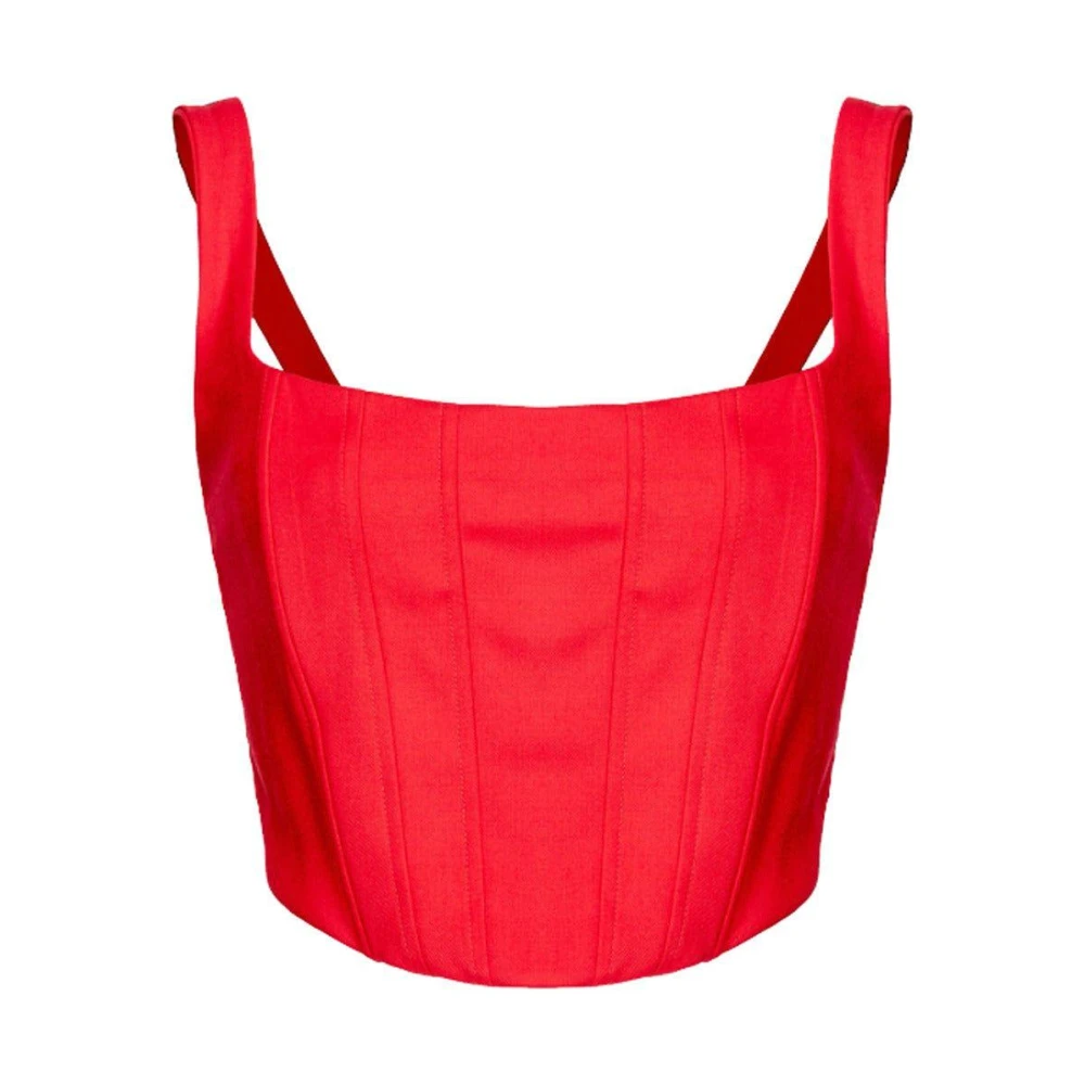 Pinko Axelbandslös Viskos Bustier Topp Red, Dam