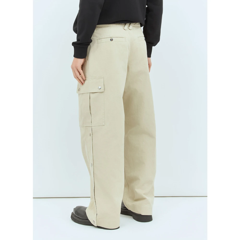 Burberry Snap-Fastening Katoenen Cargo Broek Beige Heren