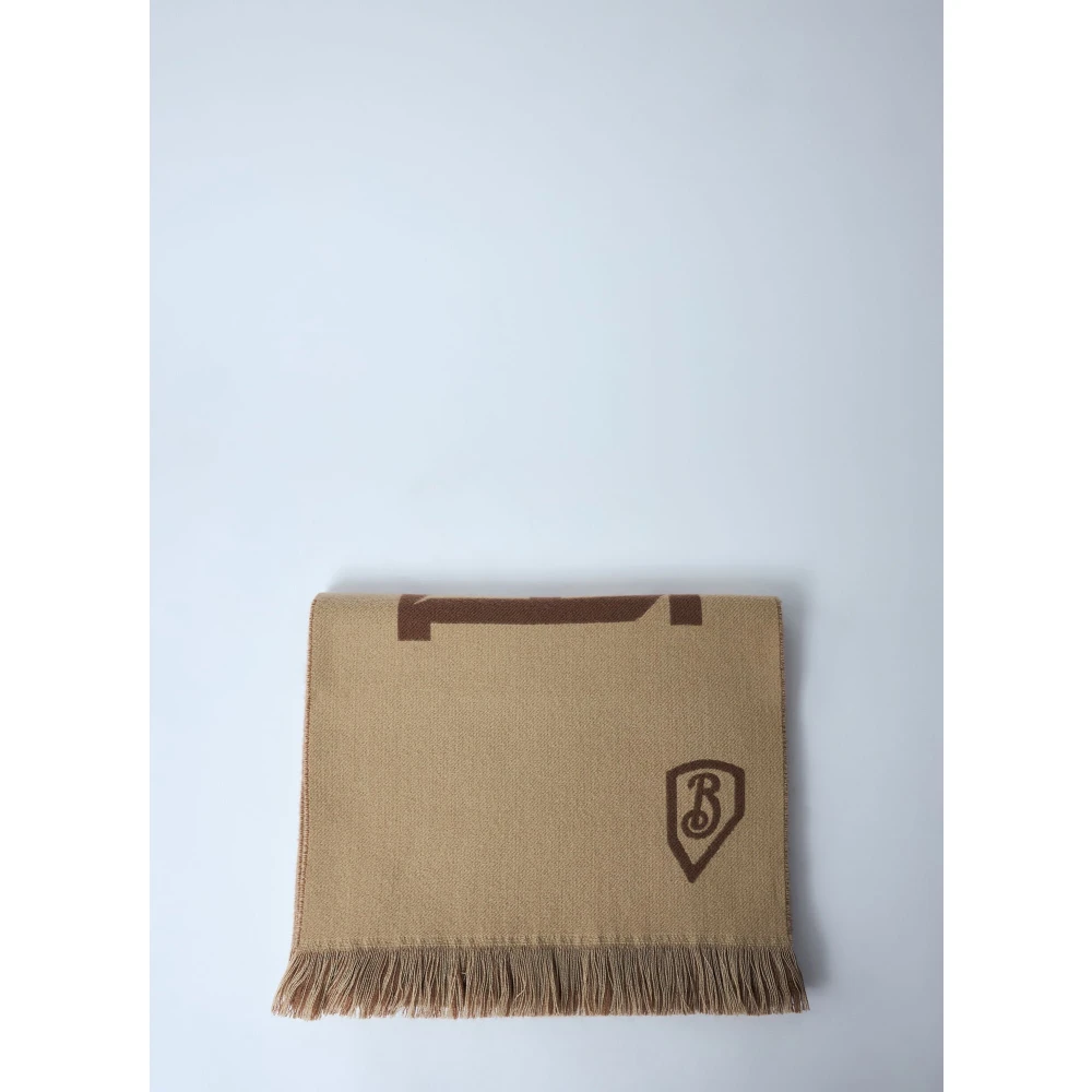 Burberry Jacquard Logo Wollen Sjaal Rechthoekig Ontwerp Beige Heren