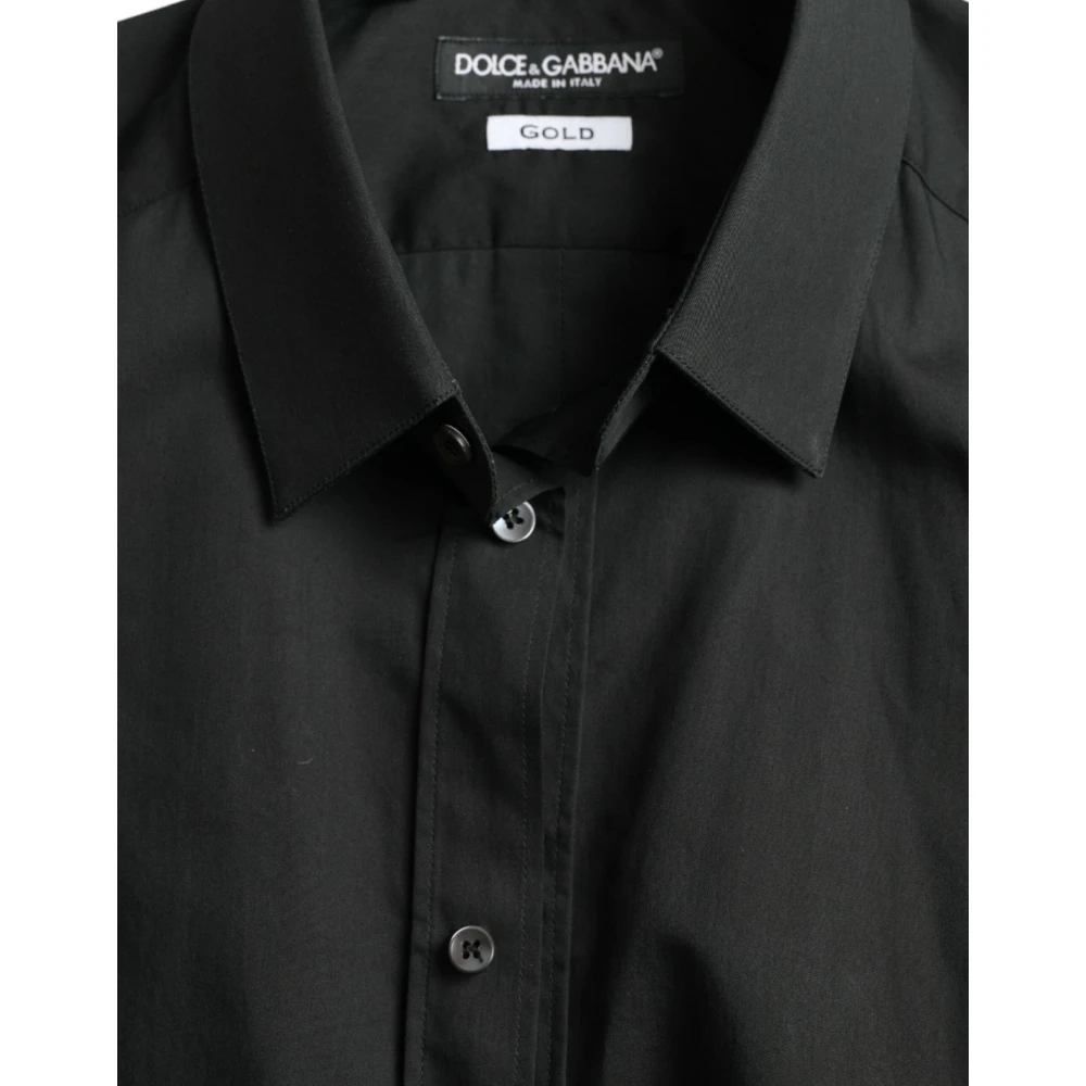 Dolce & Gabbana Elegante Zwarte Zijden Overhemd Black Heren