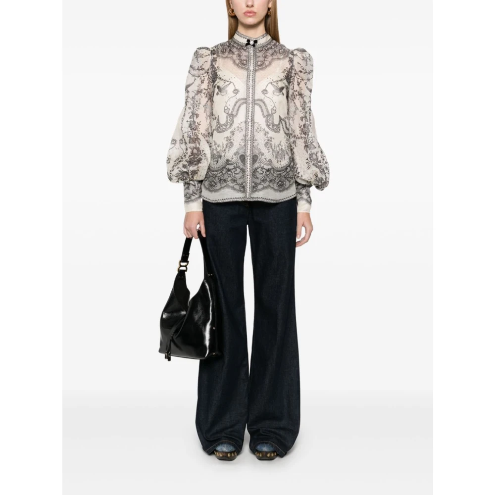Zimmermann Witte Shirt met Kristal Knopen Multicolor Dames