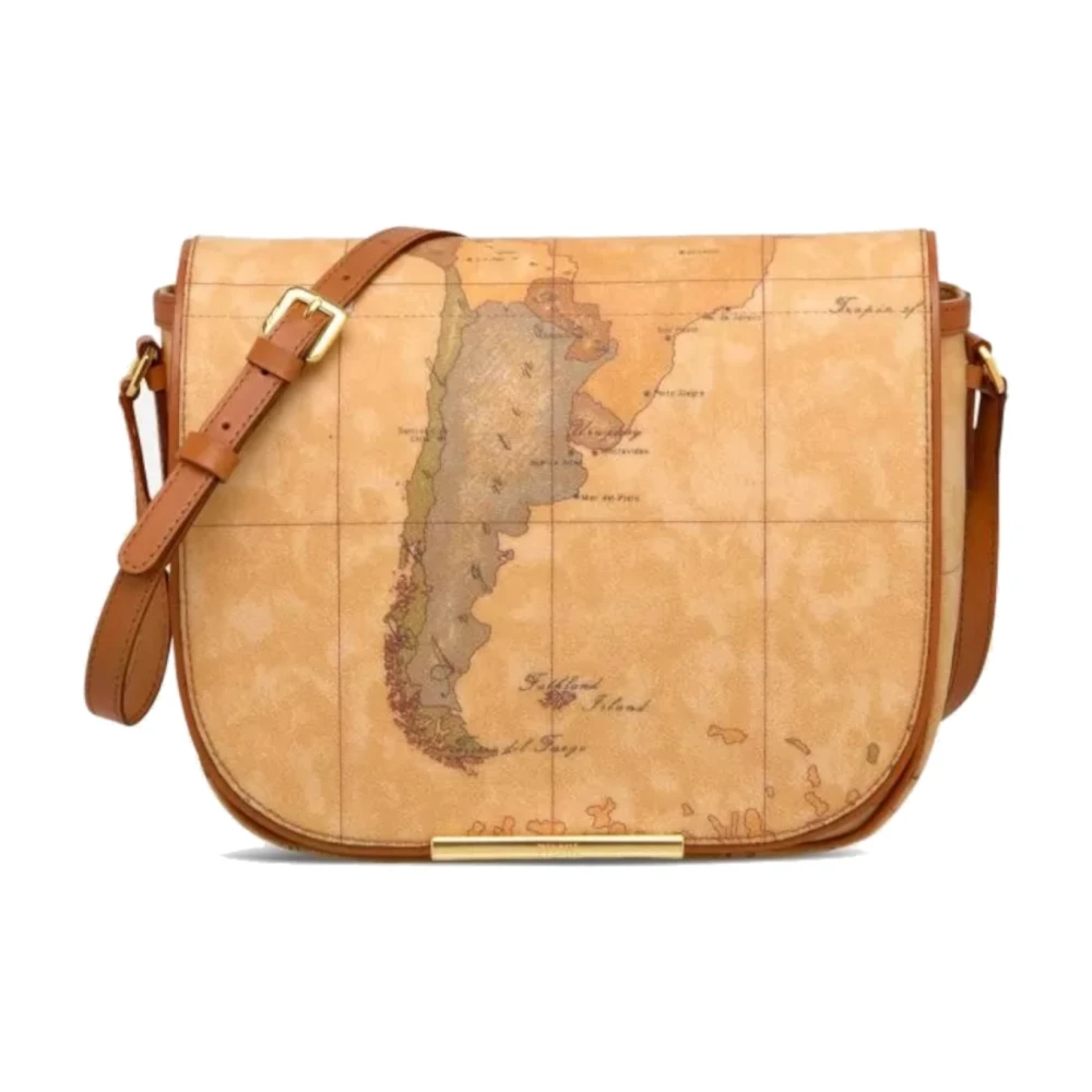 Alviero Martini 1a Classe Klassieke Geo Print Schoudertas Brown Dames