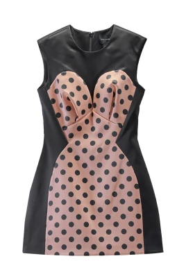 Seamed Up Dots Satin Dress