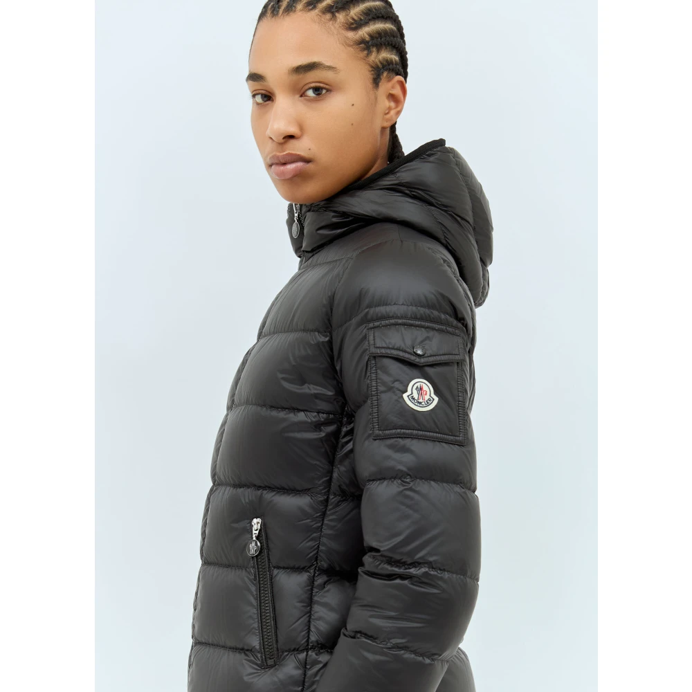 Moncler Quilted Hooded Down Jacket Black Dames