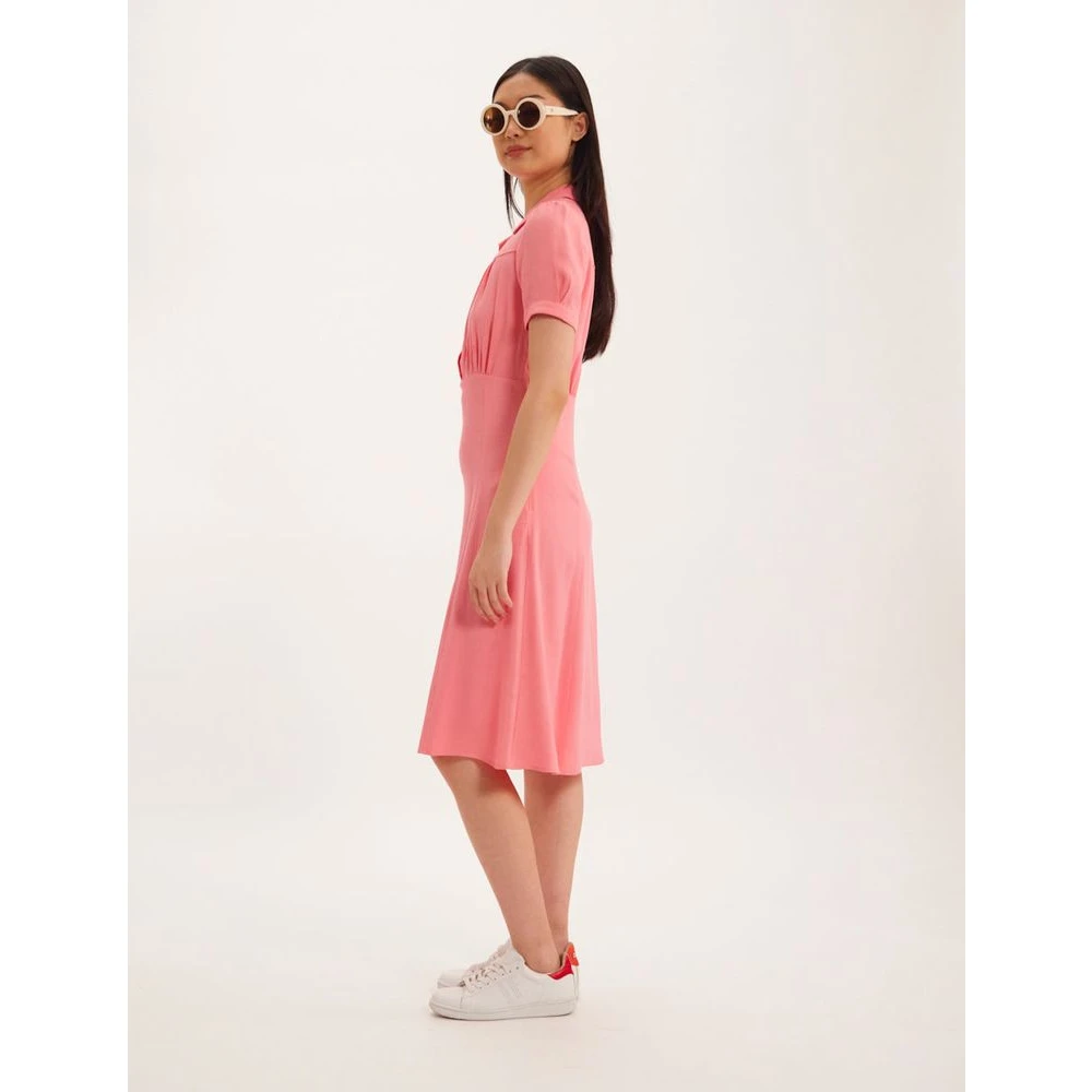 Ines De La Fressange Paris Roze Viscose Crepe Zomerjurk Pink Dames