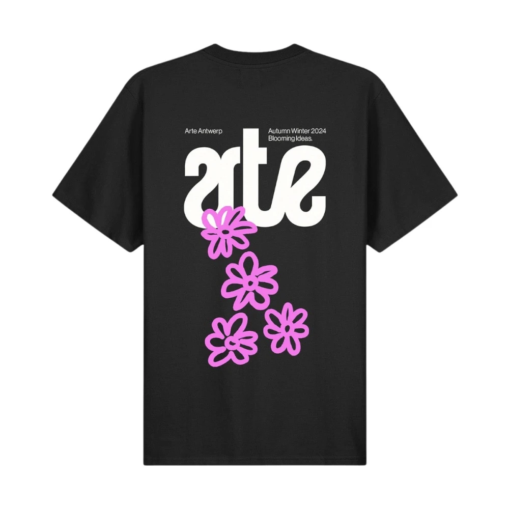 Arte Antwerp Bloemen Achter T-shirt Zwart 100% Katoen Black Heren