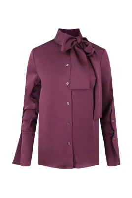 Elegant Lila Blus med Slips