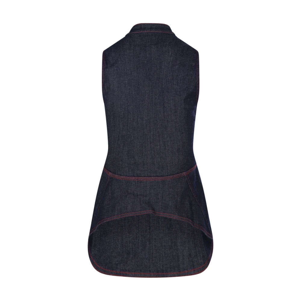 Alaïa Navy Crewneck Blouse Blue Dames