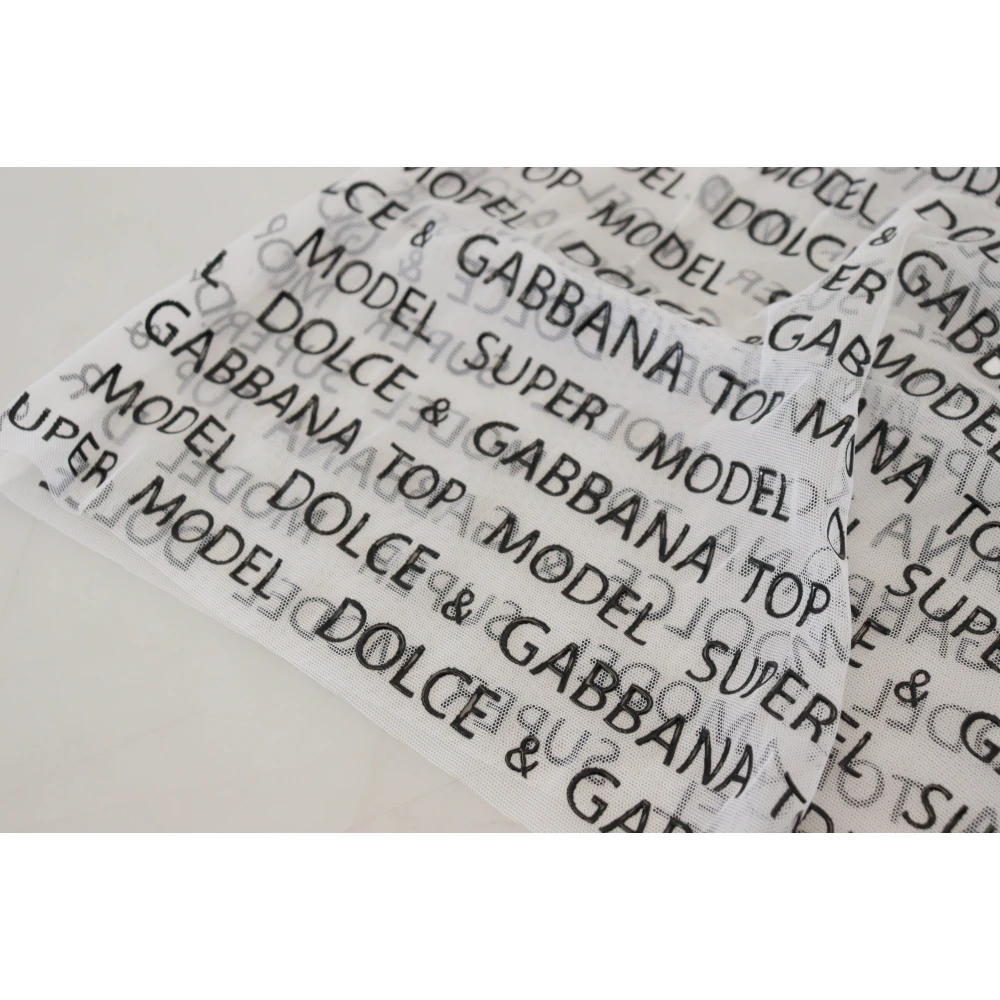 Dolce & Gabbana Witte Logo Doorzichtige A-lijn Mini Rok White Dames