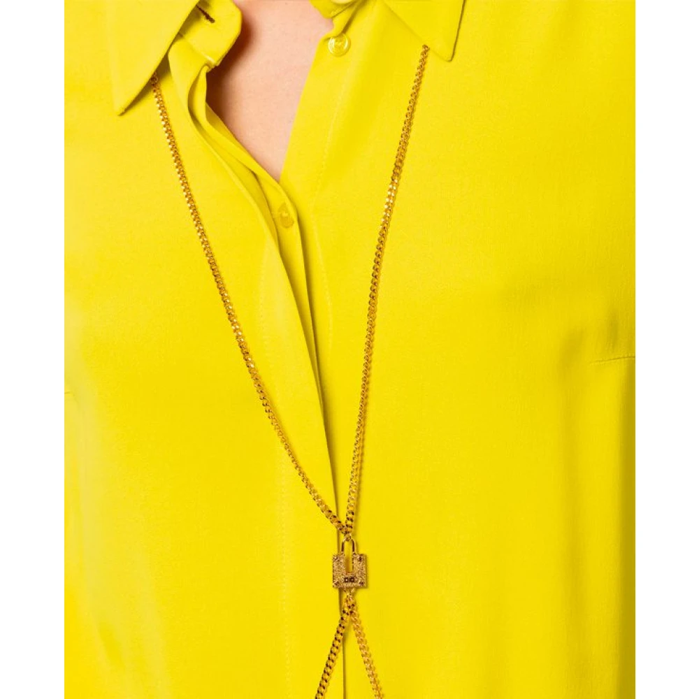 Elisabetta Franchi Ceder Georgette Viscose Shirt met Body Chain Yellow Dames