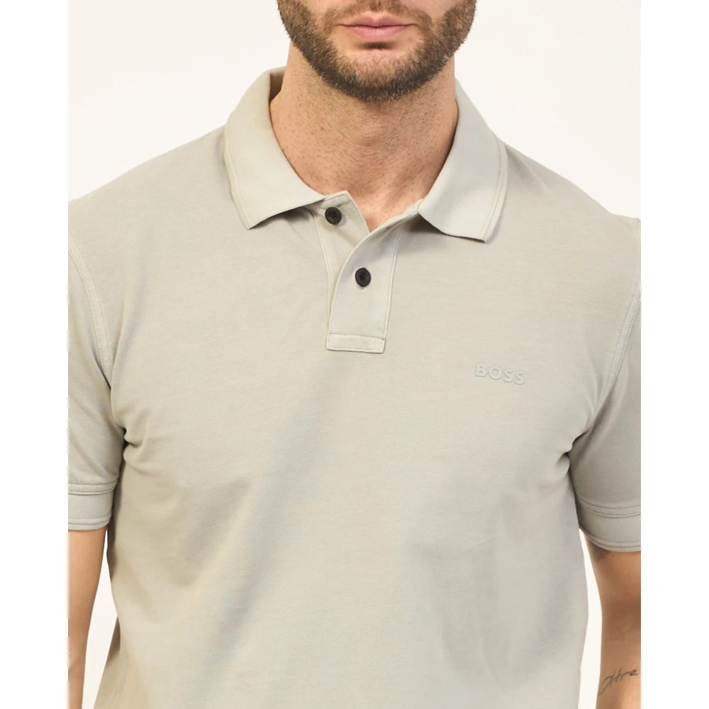 Boss Sportieve Polo Shirt in Grijs Piqué Gray Heren