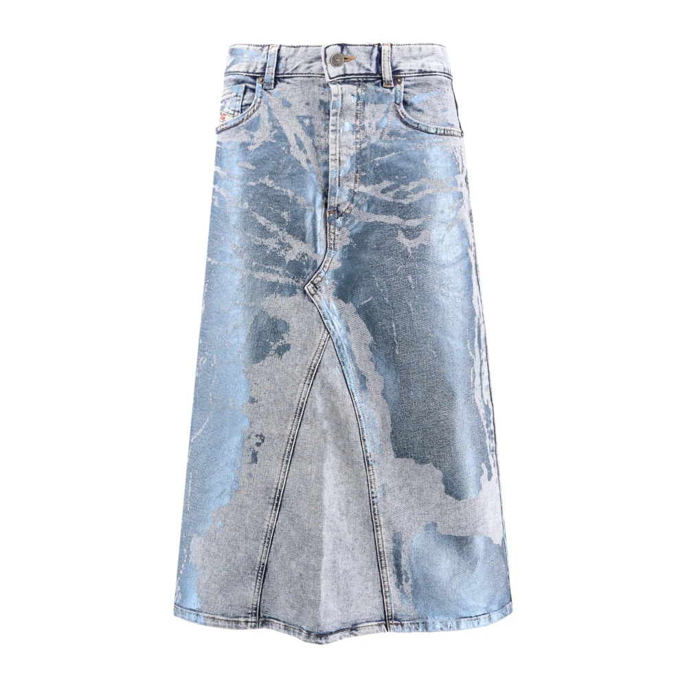 Diesel Gelamineerde Print Denim Rok Blue Dames