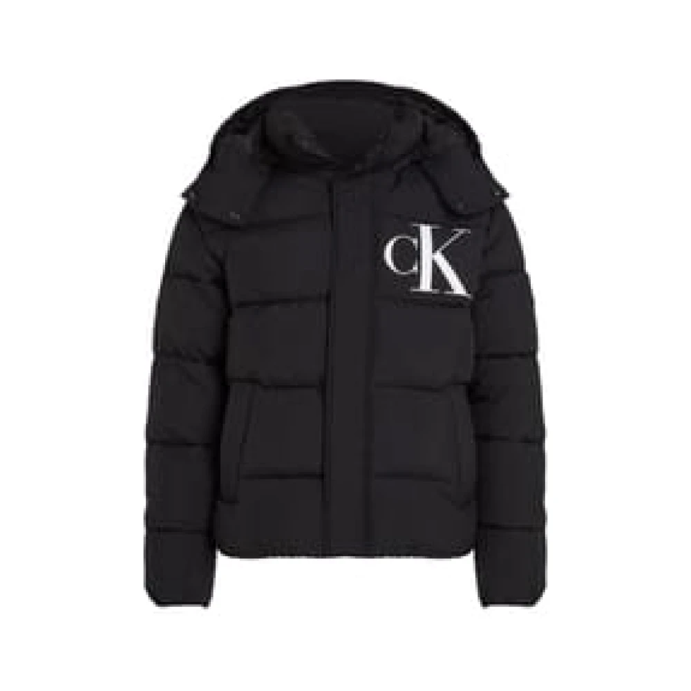 Calvin Klein Jeans Hooded Logo Jas Mannen Black Heren