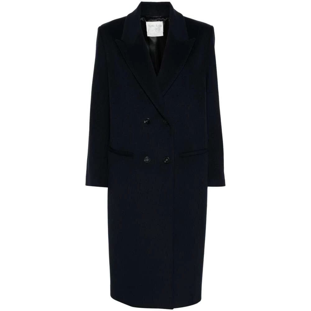 Forte Navy Wolmix Double-Breasted Jas Blue Dames