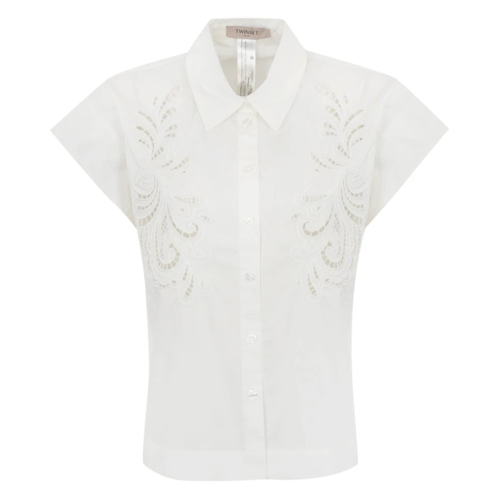Twinset Witte Katoenen Shirt Kimono Stijl White Dames