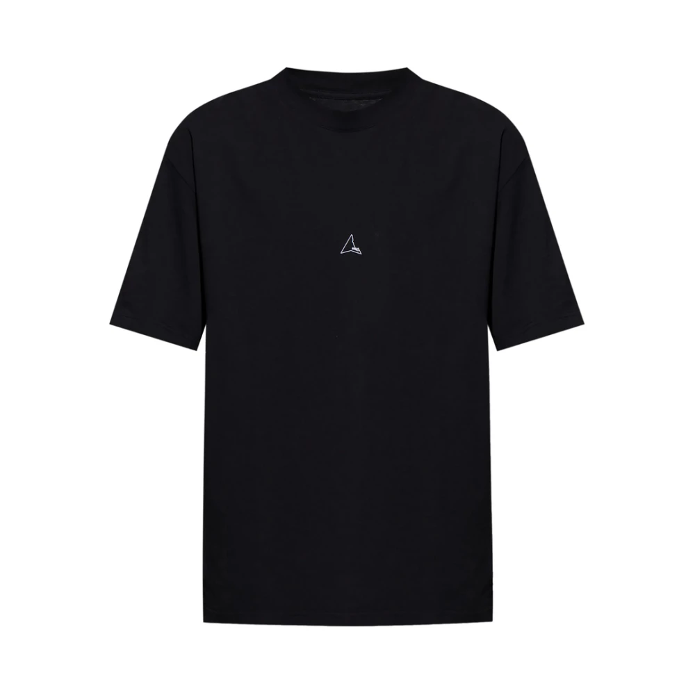 ROA Zwart Logo Print Crew Neck T-shirt Black Heren