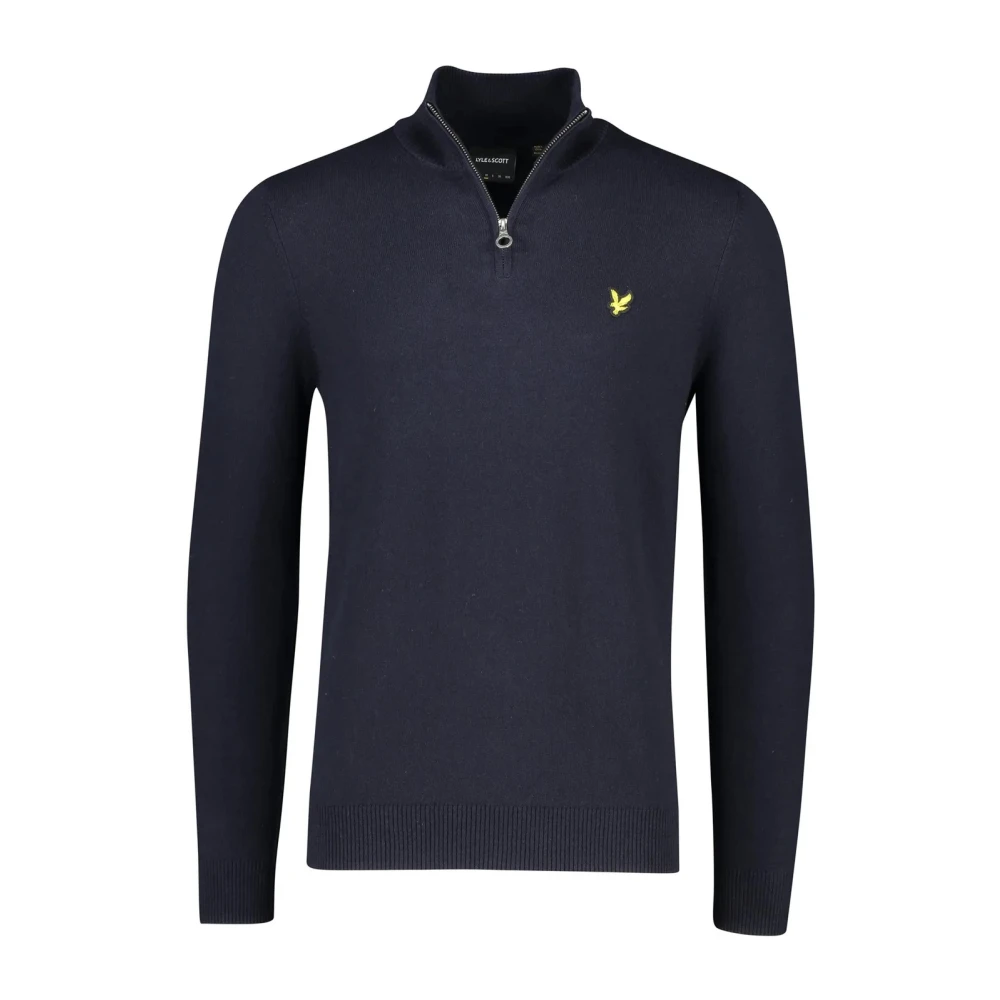 Lyle & Scott Navy Cotton Merino Zip Jumper Blue Heren