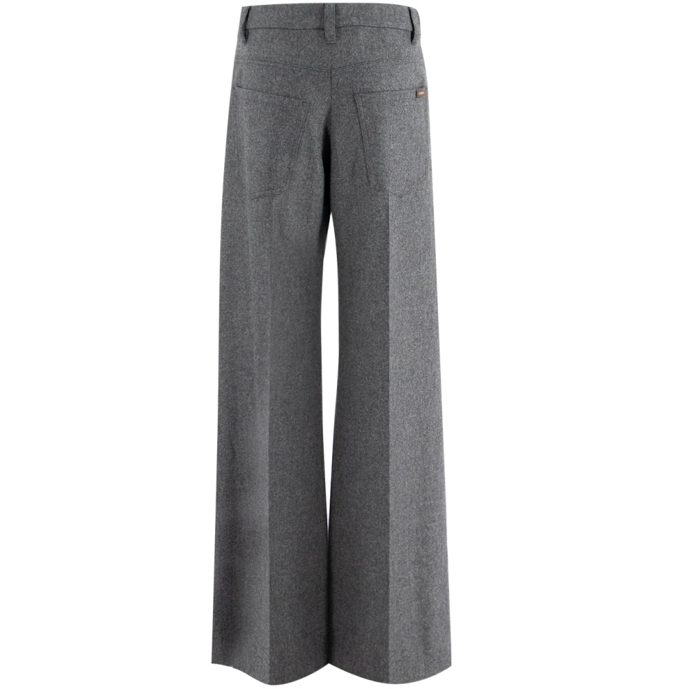 BRUNELLO CUCINELLI Wol Kasjmier Flanel Op Maat Broek Gray Dames