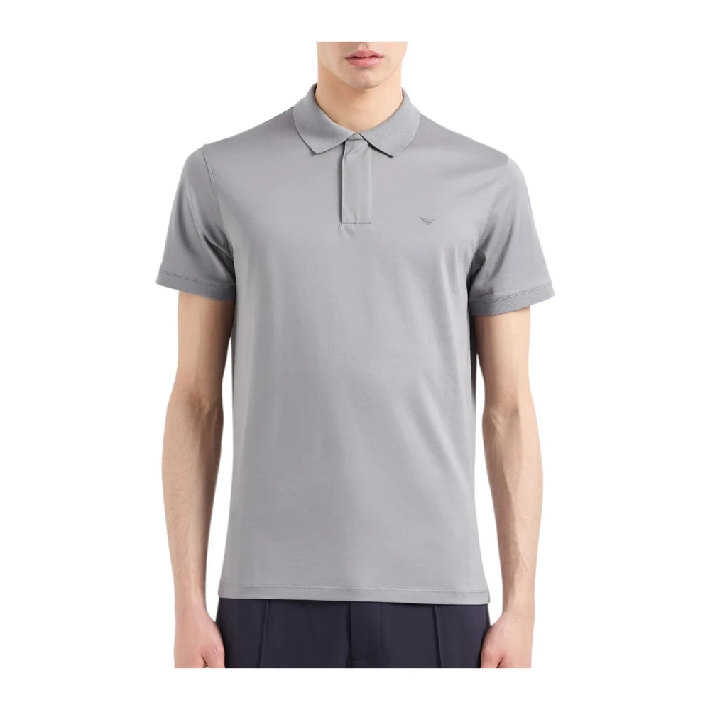 Emporio Armani Jersey Polo Shirt Monument Style Gray Heren