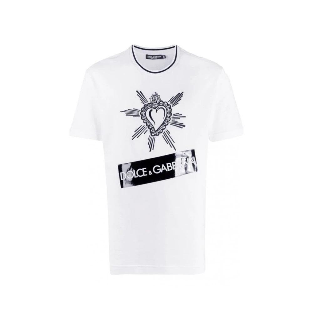 Dolce & Gabbana Witte T-shirt met bedrukt logo White Heren