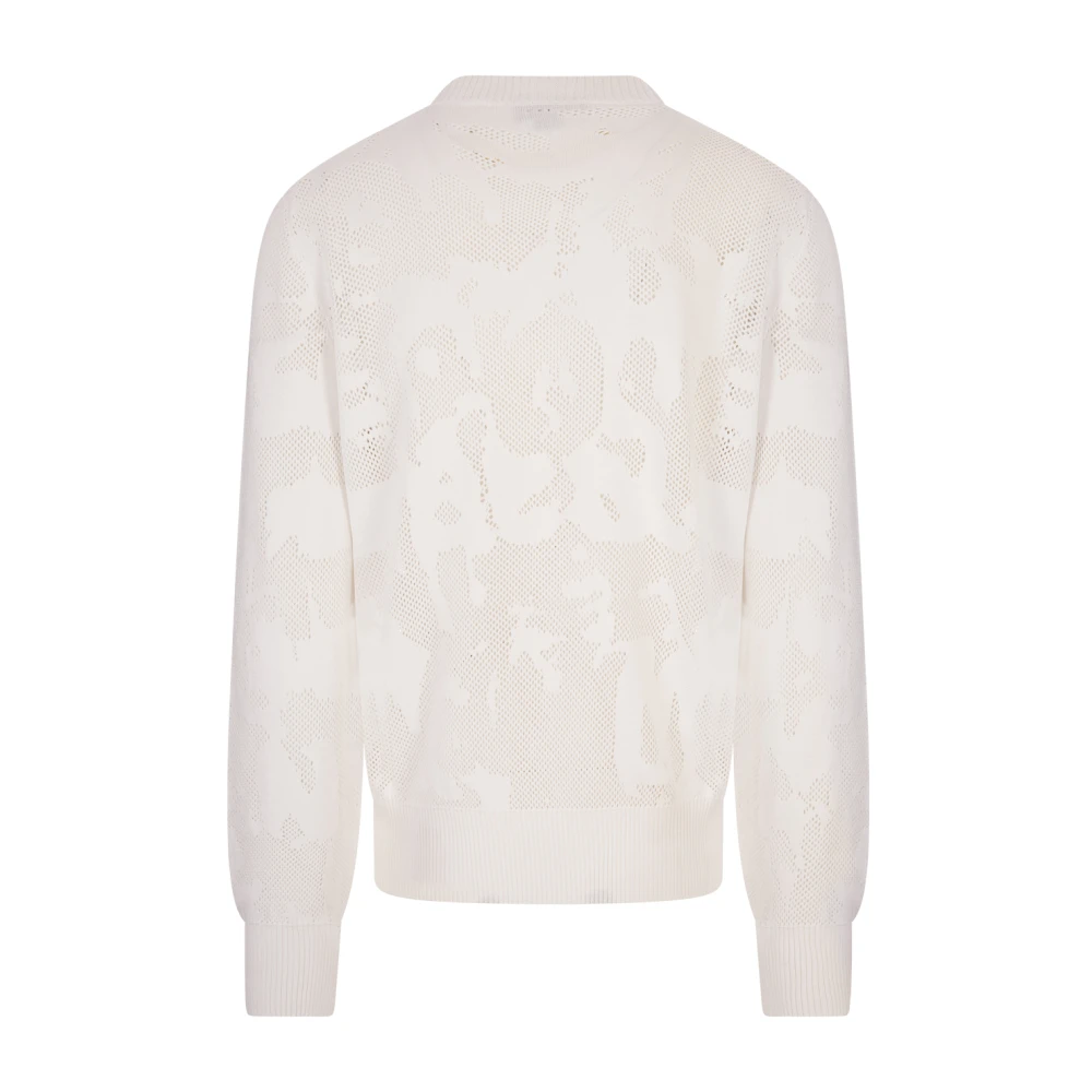 alexander mcqueen Witte Crew-Neck Sweater met Graffiti Patroon White Heren