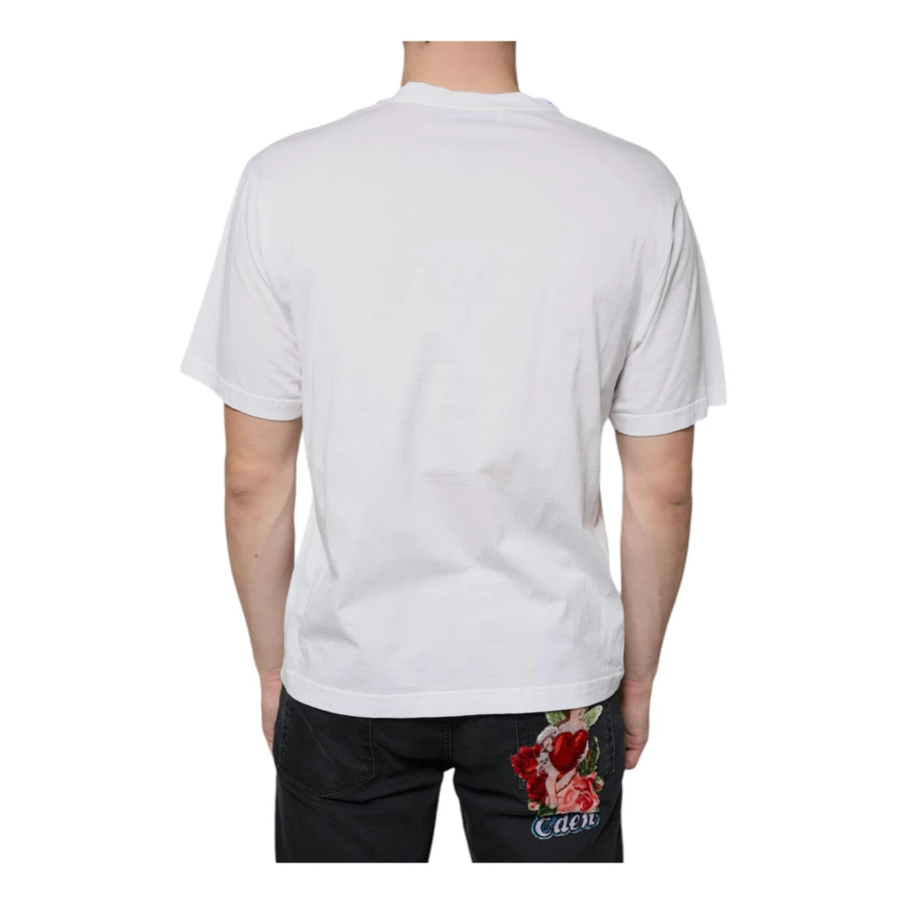Dolce & Gabbana Witte Katoenen Logo Print T-Shirt White Heren