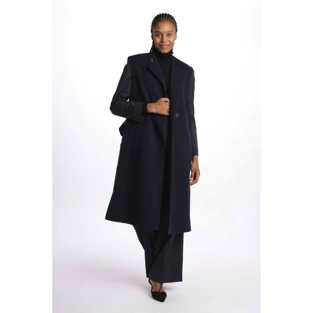 Max Mara Blauwe Lamine Jas Blue Dames