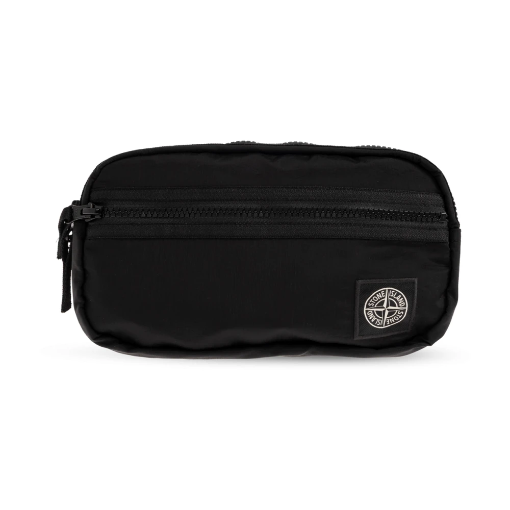 Stone Island Black Bum Bags, Male, One Size, Belt Bag With Logo