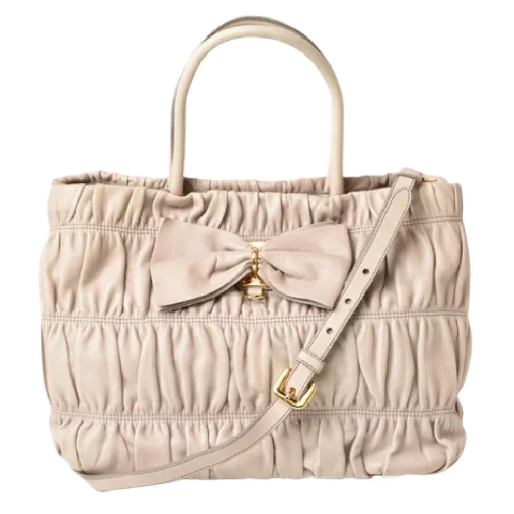 Prada Vintage Pre-owned Leather prada-bags Beige Dames