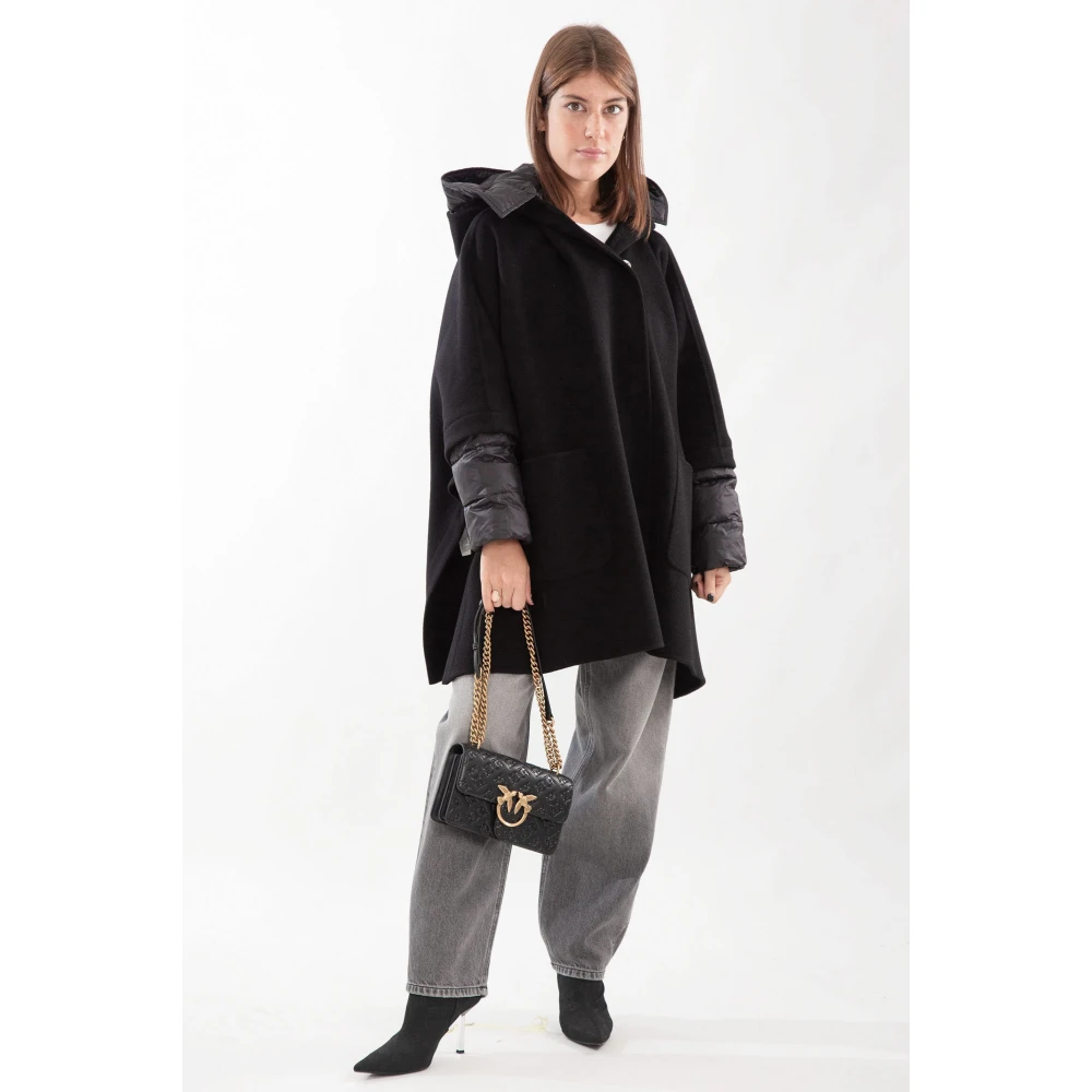 pinko Oversized Jas van Gemengde Stof Black Dames