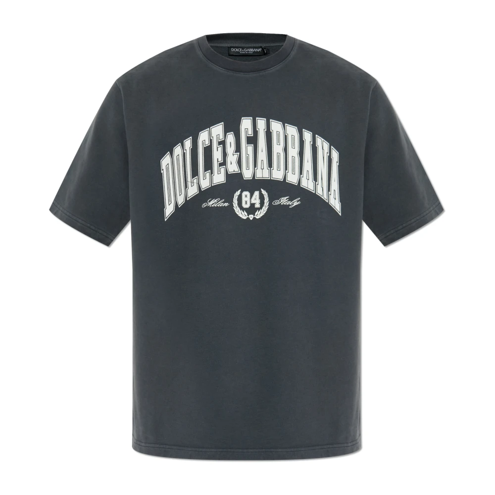 Dolce & Gabbana Men's Gray T-Shirts, Xs, T-Shirt With Printed Logo