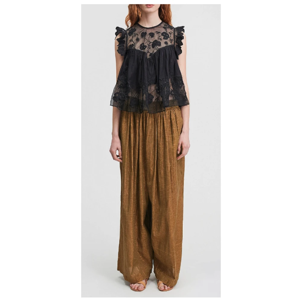 Mes Demoiselles Zwarte Kant Mouwloze Blouse met Geknoopte Achterkant Black Dames