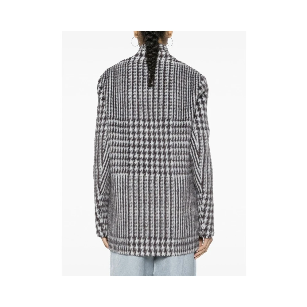 Forte Geborstelde wollen jas met pied-de-poule motief Black Dames