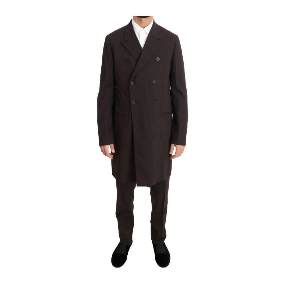 Dolce & Gabbana Men's Red Double Breasted Suits,, Bordeaux Wool Stretch 3 Piece Suit Medium