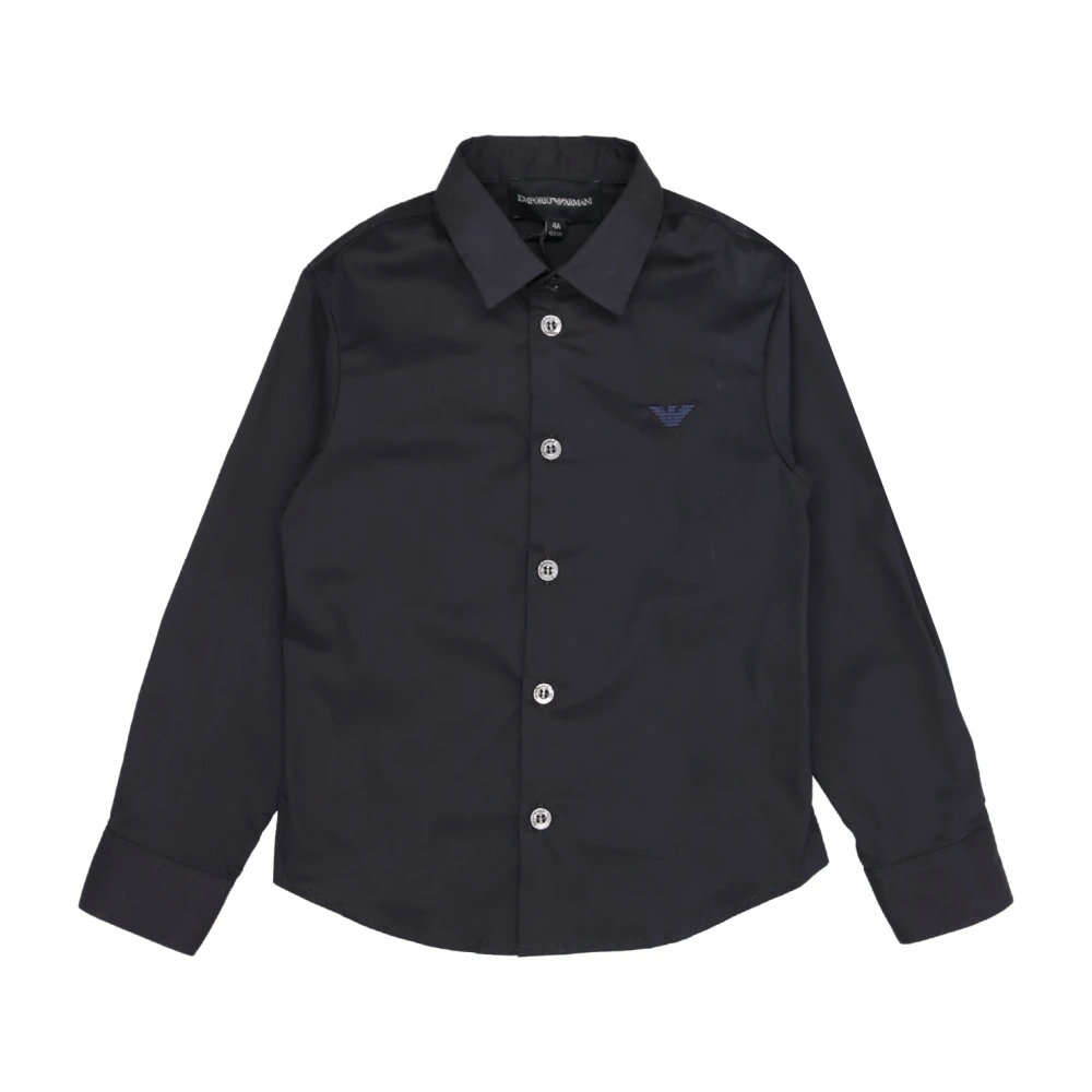 Emporio Armani Jongens Blauw Junior Overhemd Met Klassieke Kraag