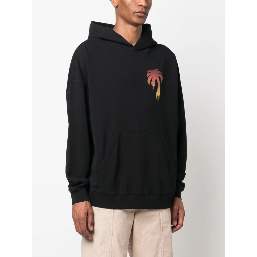 Palm Angels Zwarte Katoenen Jersey Hoodie met I Love PA Print Black Heren