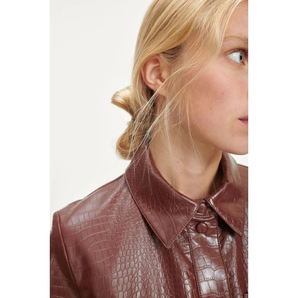 Samsøe Crocodile Faux-Leather Jurk Brown Dames