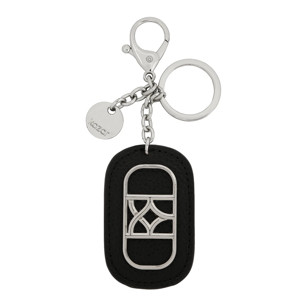 Kazar Zwarte sleutelhanger met zilveren hardware Black Dames