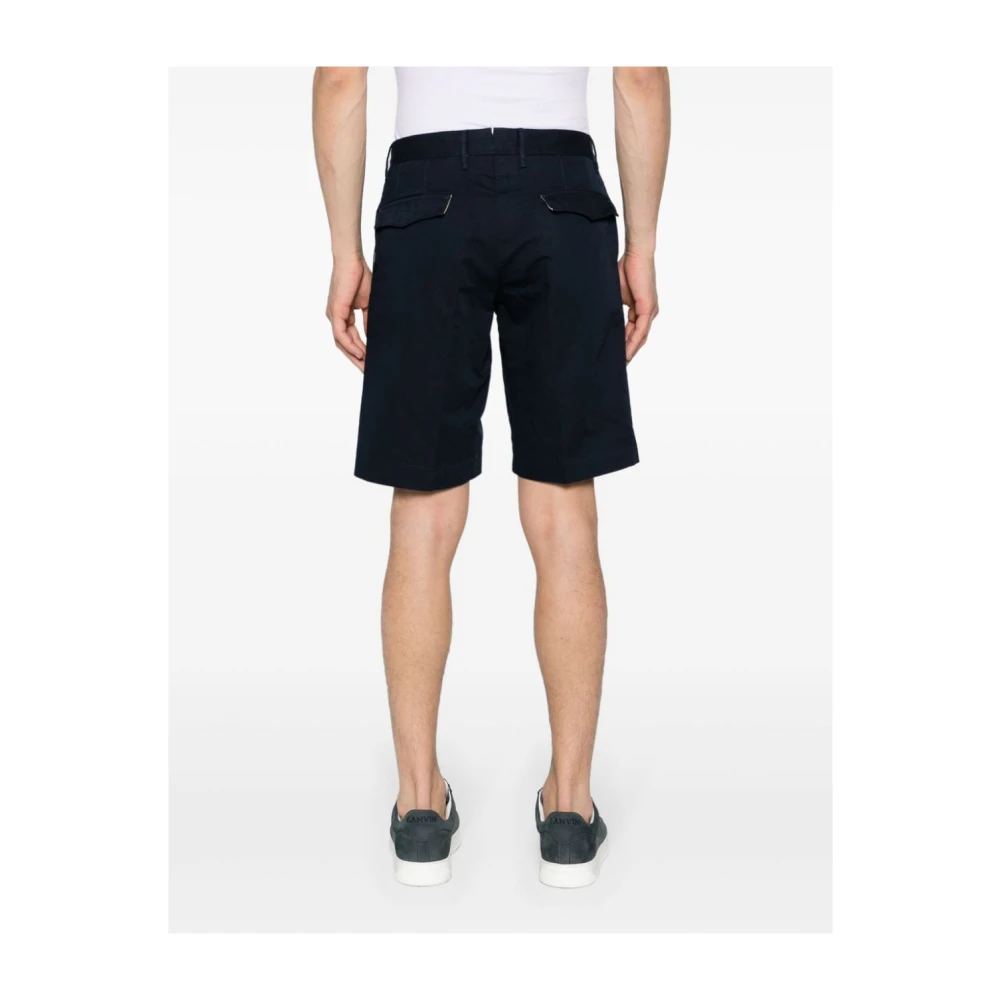 Incotex Blauwe Linnen Bermuda Shorts Blue Heren