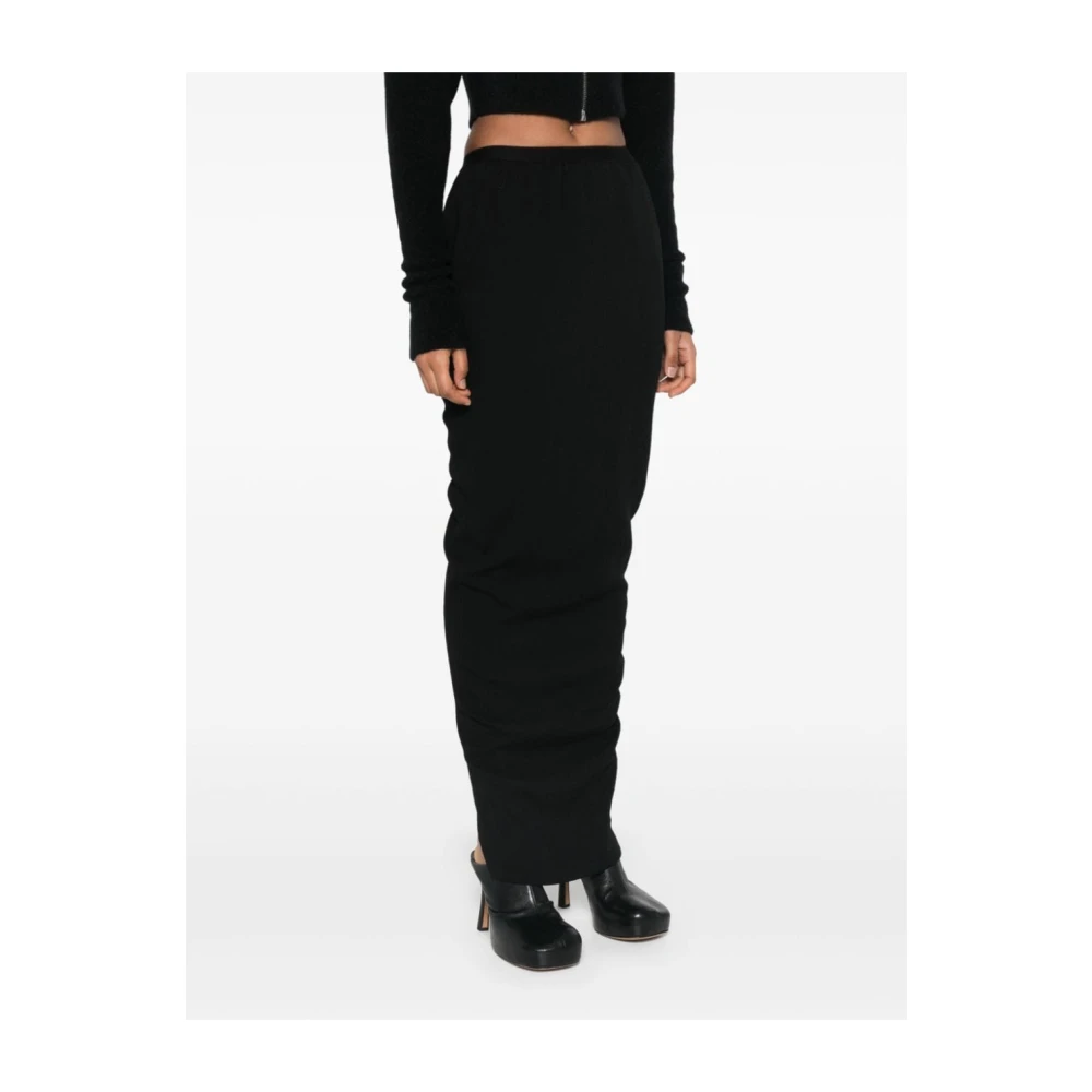 Rick Owens Zwarte wollen crêpe rok met elastische taille Black Dames
