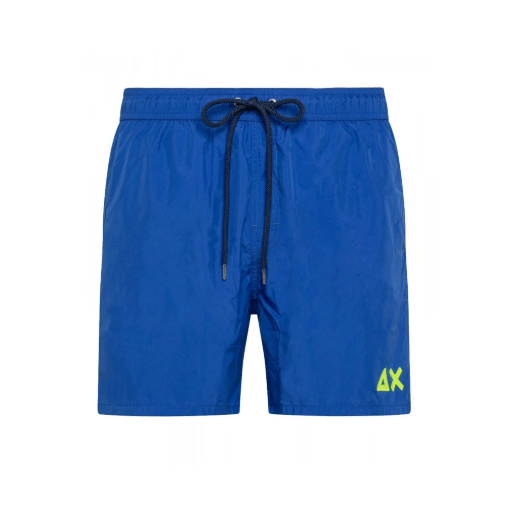 Sun68 Fluo Logo Strand Shorts Blauw Koninklijk Blue Heren