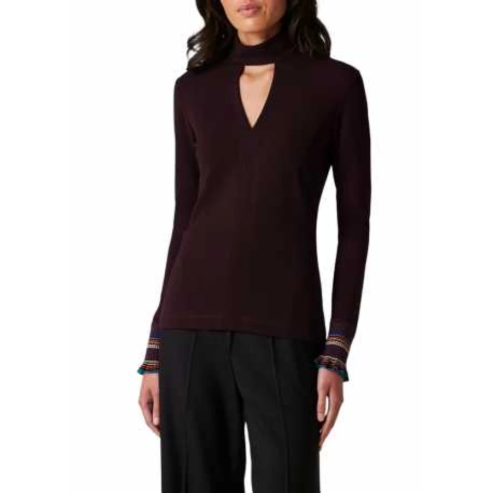 Paul Smith Pruim V-hals lange mouwen top Purple Dames